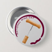 Badge Rond 7,6 Cm Journée nationale du vin, tire-bouchon, tache de v (Devant & derrière)