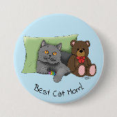 Badge Rond 7,6 Cm Joyeuse fête des mères Gray Chat (Devant)