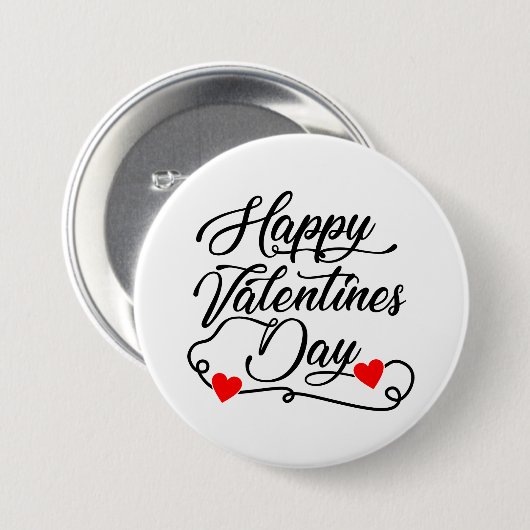 Badge Rond 7,6 Cm Joyeuse Saint-Valentin lettrage (Devant & derrière)