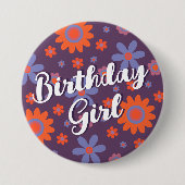 Badge Rond 7,6 Cm Joyeuses fleurs rétro les années 70 Daisy mignonne (Devant)