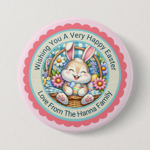 Badge Rond 7,6 Cm Joyeuses Pâques,  Cadeaux de panier de fleurs et d