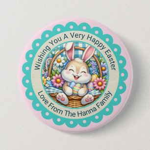 Badge Rond 7,6 Cm Joyeuses Pâques, Cadeaux de panier de fleurs et d