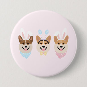 Badge Rond 7,6 Cm Joyeuses Pâques Chiens Corgis Gallois de Pembroke