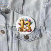 Badge Rond 7,6 Cm Joyeux 13e anniversaire (En situation)