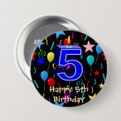 Badge Rond 7,6 Cm Joyeux 5e anniversaire (Devant & derrière)