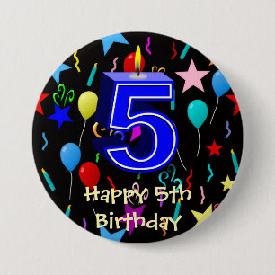 Badge Rond 7,6 Cm Joyeux 5e anniversaire