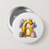 Badge Rond 7,6 Cm Joyeux 6e Anniversaire (Devant & derrière)
