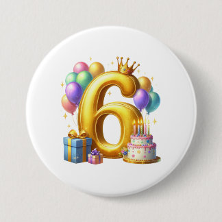 Badge Rond 7,6 Cm Joyeux 6e Anniversaire