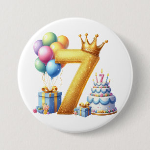 Badge Rond 7,6 Cm Joyeux 7ème Anniversaire