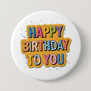 Badge Rond 7,6 Cm Joyeux anniversaire à motifs