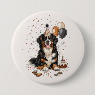 Badge Rond 7,6 Cm Joyeux anniversaire Bernese Mountain Dog