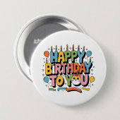 Badge Rond 7,6 Cm Joyeux Anniversaire Chat Mignon (Devant & derrière)