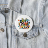 Badge Rond 7,6 Cm Joyeux Anniversaire Chat Mignon (En situation)