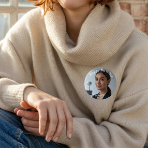 Badge Rond 7,6 Cm Joyeux Anniversaire Classique Simple Personnalisé 
