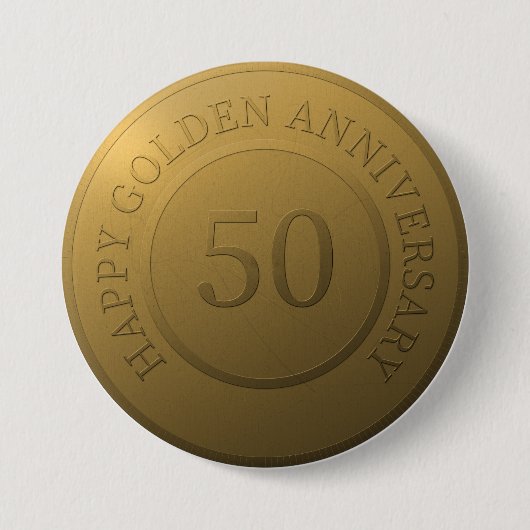 Badge Rond 7,6 Cm Joyeux anniversaire de mariage d'or (Devant)