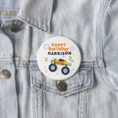 Badge Rond 7,6 Cm Joyeux Anniversaire Moderne Monster Car Trucks Nom (En situation)