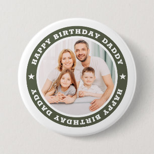 Badge Rond 7,6 Cm Joyeux Anniversaire Papa Moderne Simple Photo pers