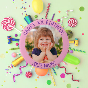 Badge Rond 7,6 Cm Joyeux Anniversaire Personnalisé Photo Nom et Âge