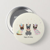 Badge Rond 7,6 Cm Joyeux Bulldogs français (Devant & derrière)