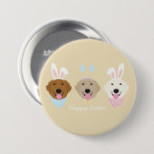Badge Rond 7,6 Cm Joyeux Chiens de Pâques (Devant & derrière)