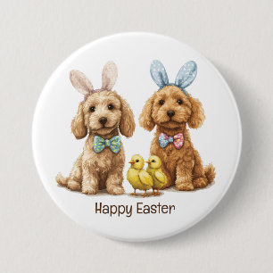 Badge Rond 7,6 Cm Joyeux Chiens Goldendoodle de Pâques