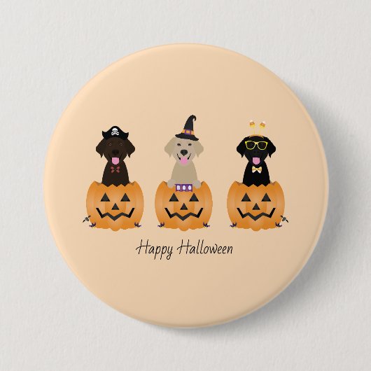 Badge Rond 7,6 Cm Joyeux Citrouille de chiens de trieuse d'Halloween (Devant)