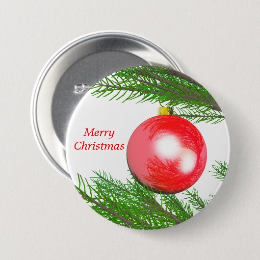 Badge Rond 7,6 Cm Joyeux décor d'arbre de Noël (Devant & derrière)