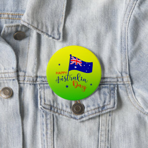 Badge Rond 7,6 Cm Joyeux drapeau de l'Australie Jour Insigne d'or ve