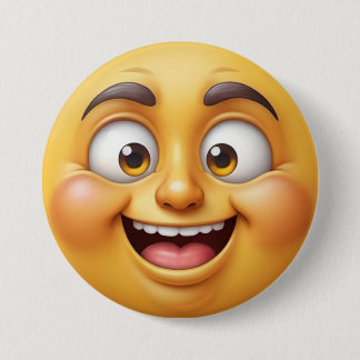 Badge Rond 7,6 Cm Joyeux effet 3D Jaune Emoji