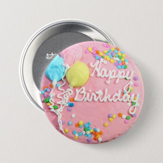 Badge Rond 7,6 Cm Joyeux gâteau d'anniversaire (Devant & derrière)