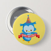 Badge Rond 7,6 Cm Joyeux hibou d'anniversaire (Devant & derrière)