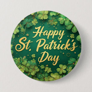 Badge Rond 7,6 Cm Joyeux jour de la Saint-Patrick, motif de trèfle