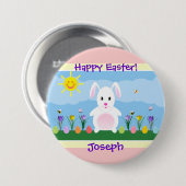 Badge Rond 7,6 Cm Joyeux lapin de Pâques personnalisé (Devant & derrière)