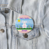 Badge Rond 7,6 Cm Joyeux lapin de Pâques personnalisé (En situation)