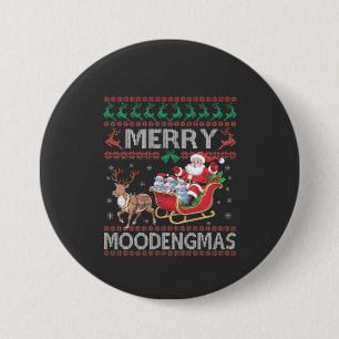 Badge Rond 7,6 Cm Joyeux MooDengmas Moo Deng Noël Père Noël Hippo