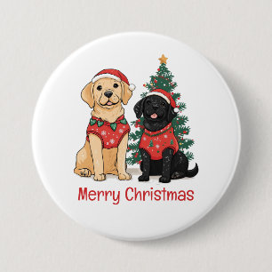 Badge Rond 7,6 Cm Joyeux Noël Chiens Labrador Retriever