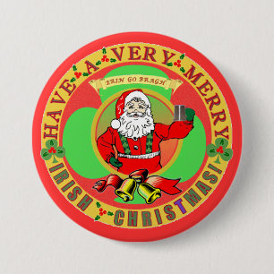 Badge Rond 7,6 Cm Joyeux Noël irlandais Bufton