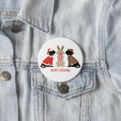 Badge Rond 7,6 Cm Joyeux Noël Labrador Retriever Dogs (En situation)