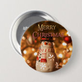Badge Rond 7,6 Cm Joyeux Noël mignon Bouton Snowman (Devant & derrière)