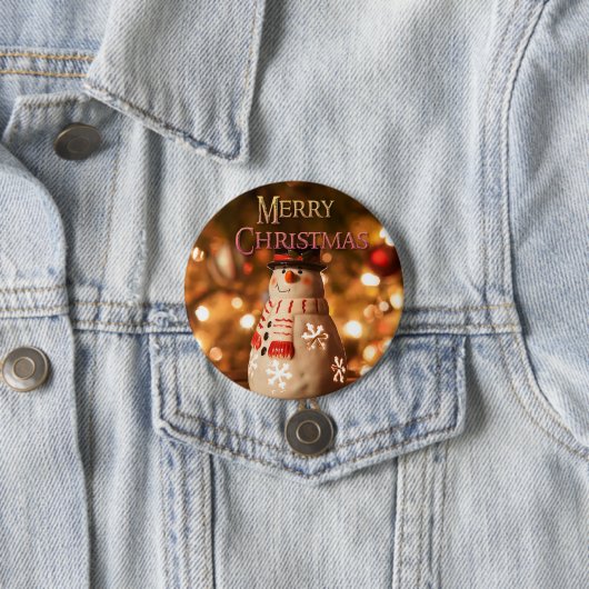 Badge Rond 7,6 Cm Joyeux Noël mignon Bouton Snowman (En situation)
