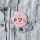 Badge Rond 7,6 Cm Joyeux Valentines Day American Pit Bull Terriers (En situation)
