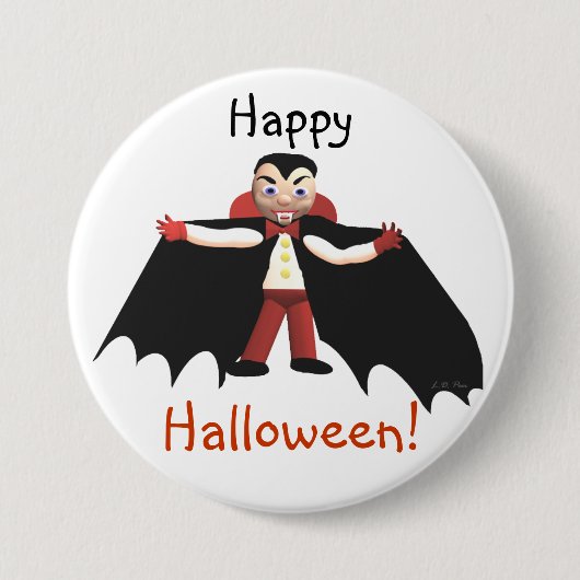 Badge Rond 7,6 Cm Joyeux Vampire d'Halloween (Devant)