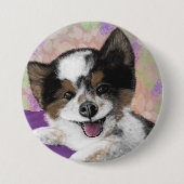 Badge Rond 7,6 Cm Joyeux visage de chien (Devant)