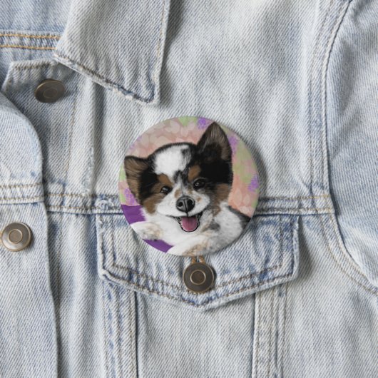 Badge Rond 7,6 Cm Joyeux visage de chien (En situation)