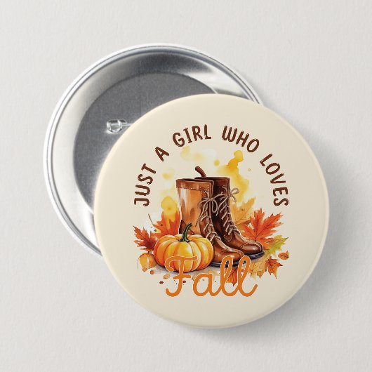 Badge Rond 7,6 Cm Just A Girl Who Love Fall - Cosy Autumn Vibes (Devant & derrière)