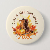 Badge Rond 7,6 Cm Just A Girl Who Love Fall - Cosy Autumn Vibes (Devant)