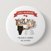 Badge Rond 7,6 Cm Juste marié Owl Mariage (Devant)
