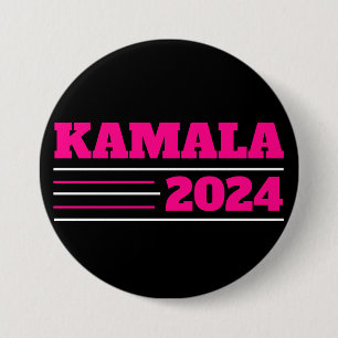 Badge Rond 7,6 Cm Kamala 2024 en rose et blanc