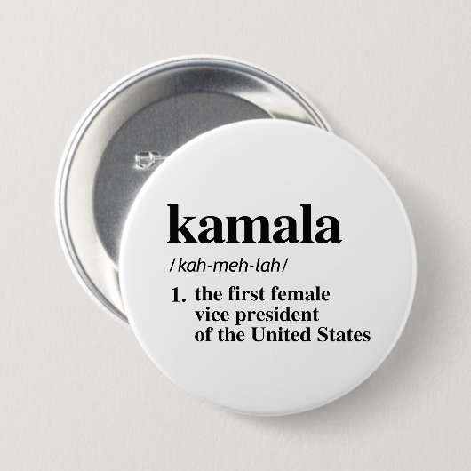 Badge Rond 7,6 Cm Kamala Définition : Première vice-présidente (Devant & derrière)