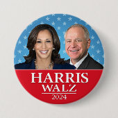 Badge Rond 7,6 Cm Kamala Harris et Tim Walz 2024 - Stars modernes (Devant)